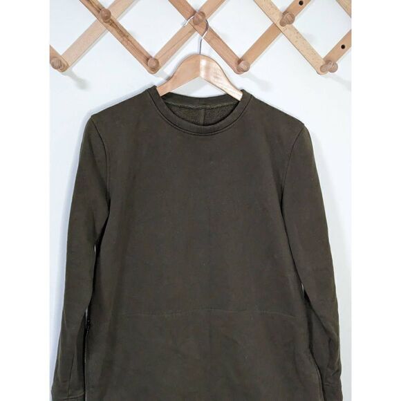 Lululemon Women's Olive Green Crewneck Side Zip Pullover Sweater - Size 8 - Picture 2 of 9
